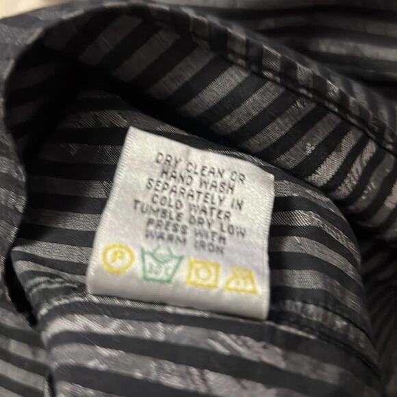 BUGATCHI UOMO TONAL ABSTRACT PINSTRIPE DRESS SHIRT SIZE L‎ - Picture 5 of 6